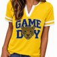 Gold Jersey Shirt w/White Stripes SU Jaguar Inspired V-Neck