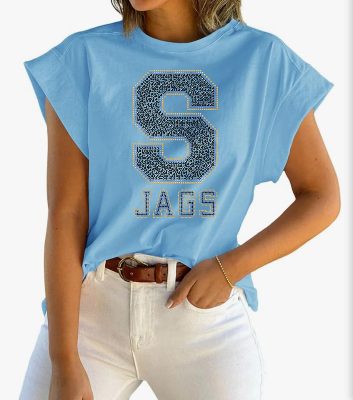 Blue Cap Sleeve Tank Top SU Jaguar Inspired