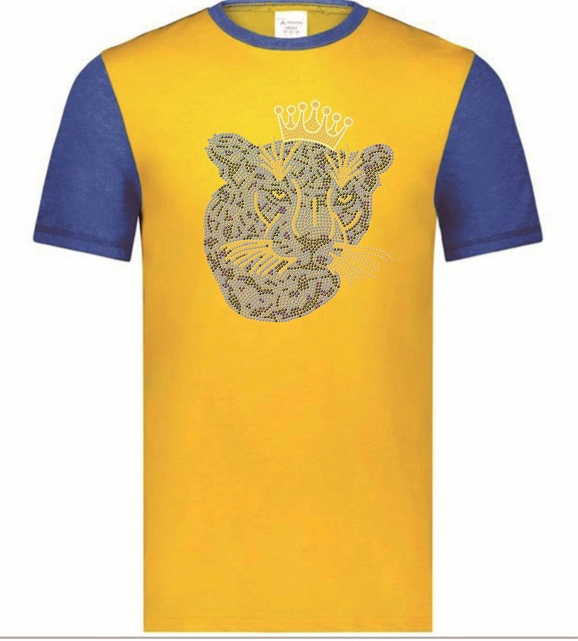 Gold Gameday Shirt Vintage Ringer Tee w/Royal Blue Sleeves