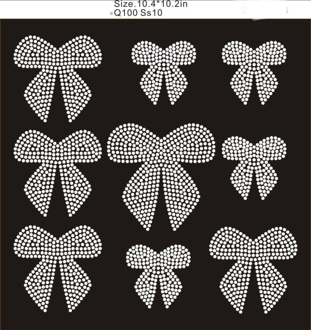 Rhinestone Bows Clear SS10- 9 Bows 10.4"x10.2" Austrian Crystals