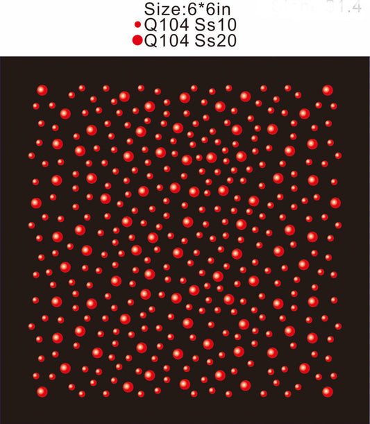 Scattered Rhinestones_Red SS10 SS20- 6x6"  Austrian Crystals