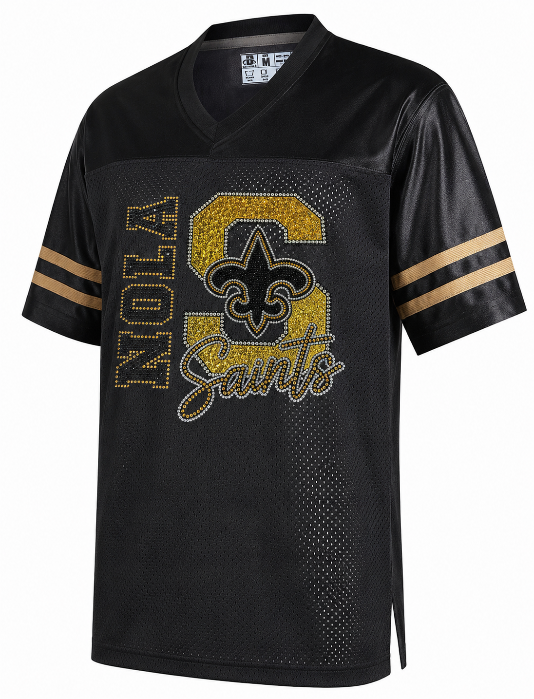 Saints Black Mesh Jersey w/Gold Stripes