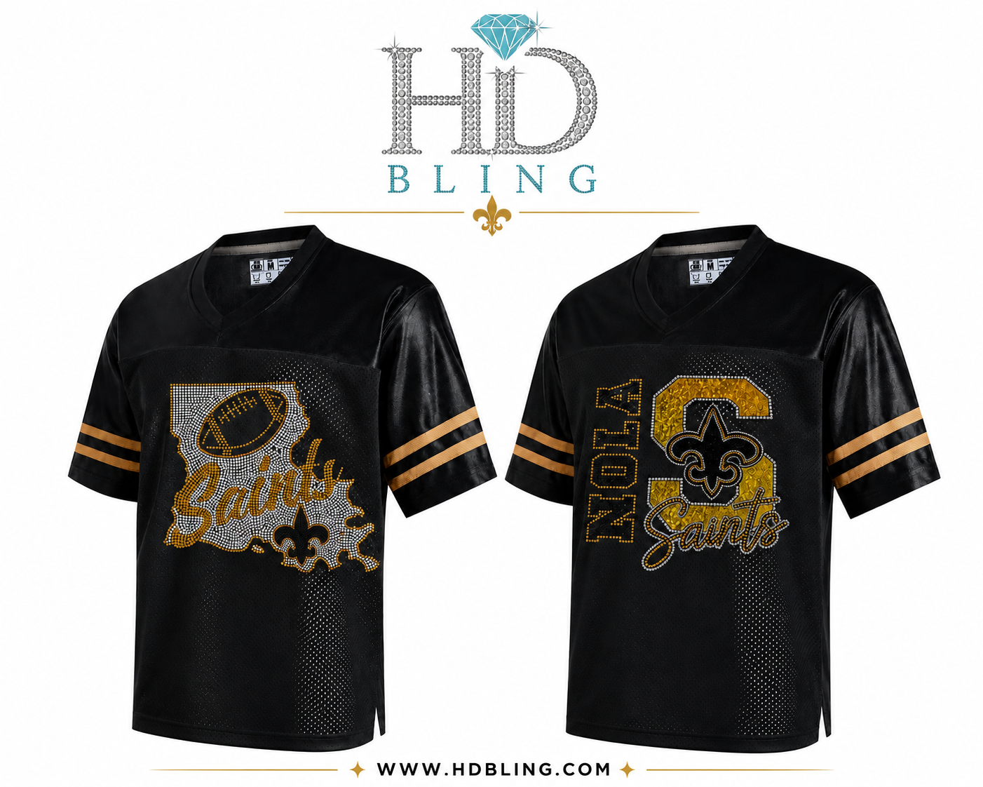 Saints Black Mesh Jersey w/Gold Stripes
