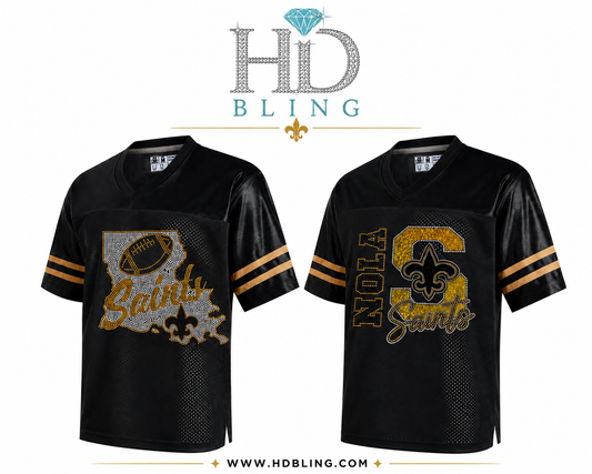 Saints Black Mesh Jersey w/Gold Stripes