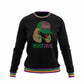 Mardi Gras Black Plush Sweatshirt w/Multi-Colored Piping
