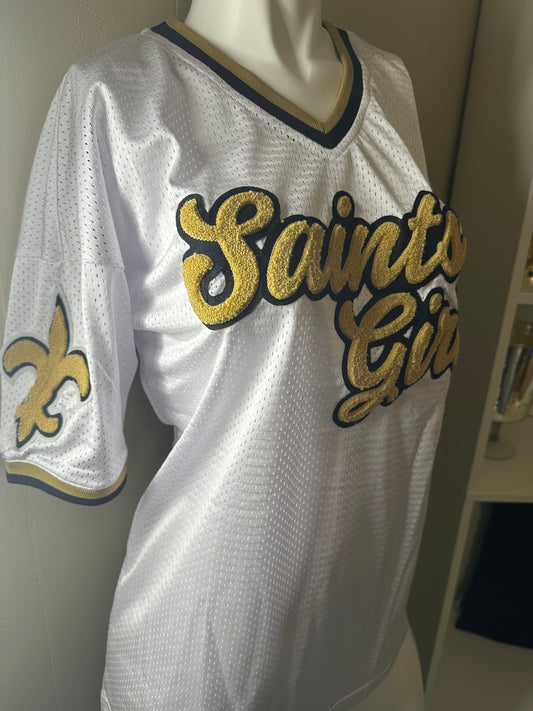 Saints Girl Poly Mesh Jersey_White