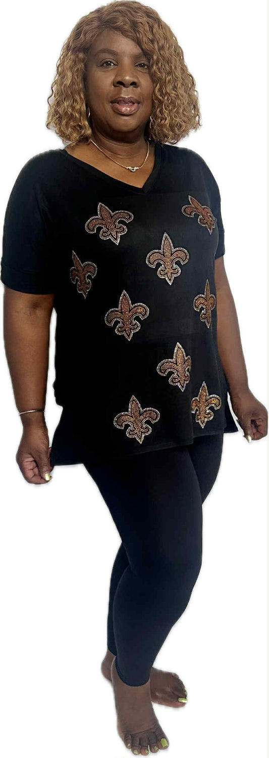 Sporadic Fleur de lis Two-Piece Set
